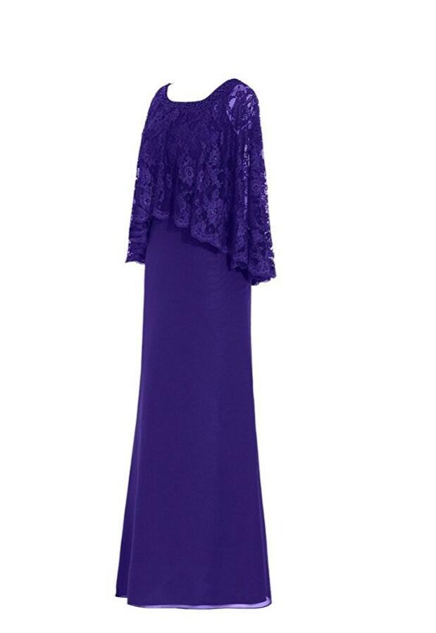 Lace A-Line Elegant Illusion Sleeves Floor Length Long Sleeves Mother Dress