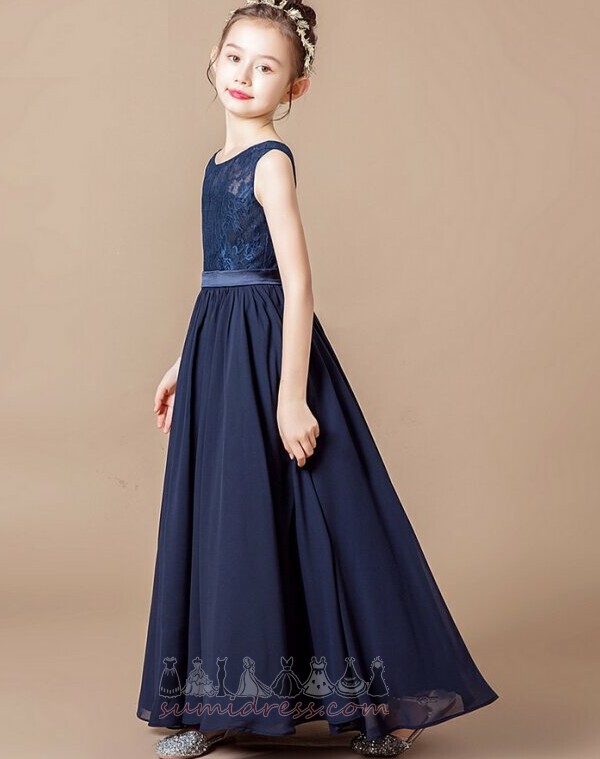 Lace A Line Jewel Natural Waist Zipper Up Ankle Length Flower Girl Dress