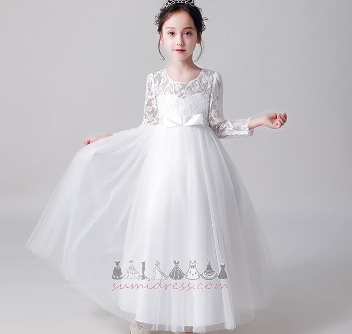 Lace Accented Bow Jewel Lace Overlay Lace Fall Flower Girl Dress