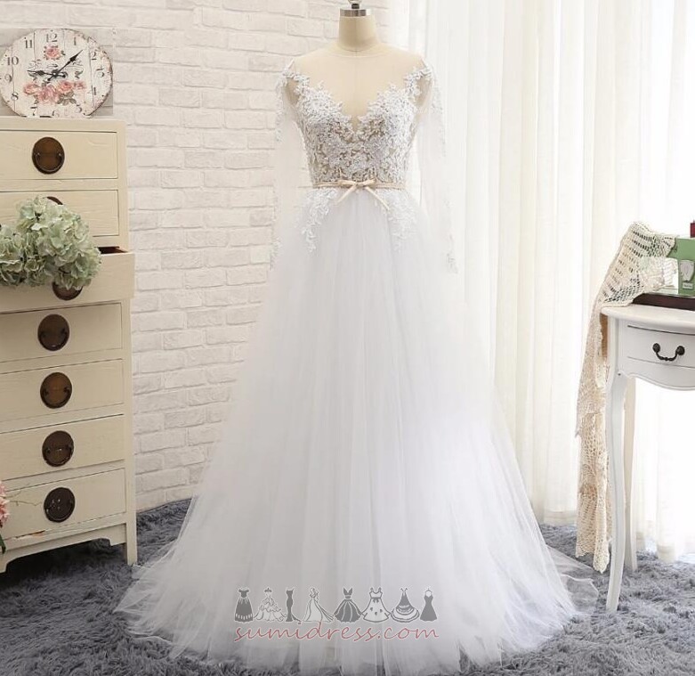Lace Applique Bateau Beach Floor Length Summer Wedding Dress