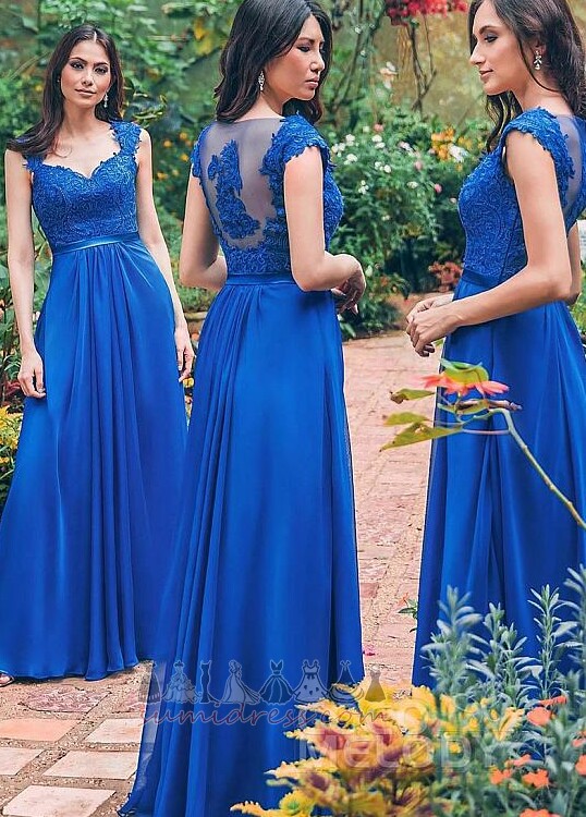 Lace Applique Hemline Long Lace Overlay Natural Waist A-Line Bridesmaid Dress