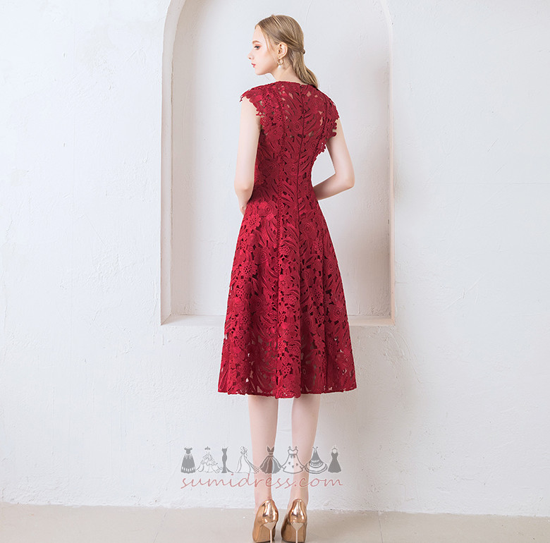 Lace Elegant A-Line Knee Length Lace Overlay Natural Waist Cocktail Dress