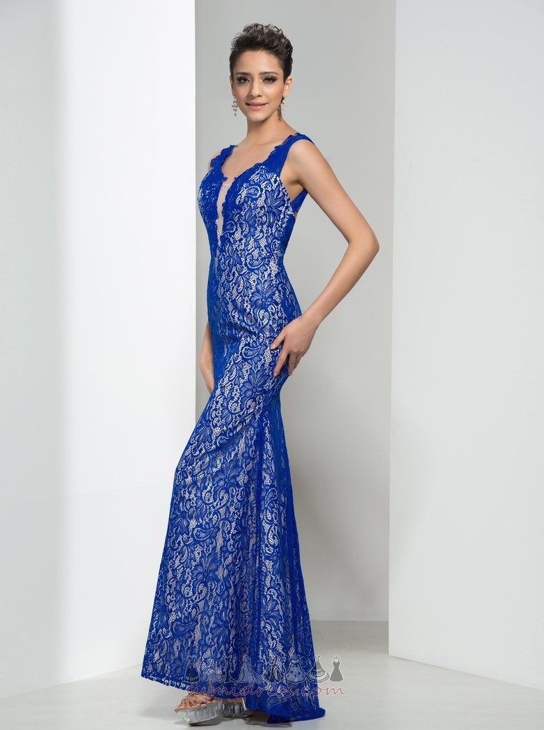 Lace Elegant Natural Waist Sleeveless Backless Sweep Train Prom Dress