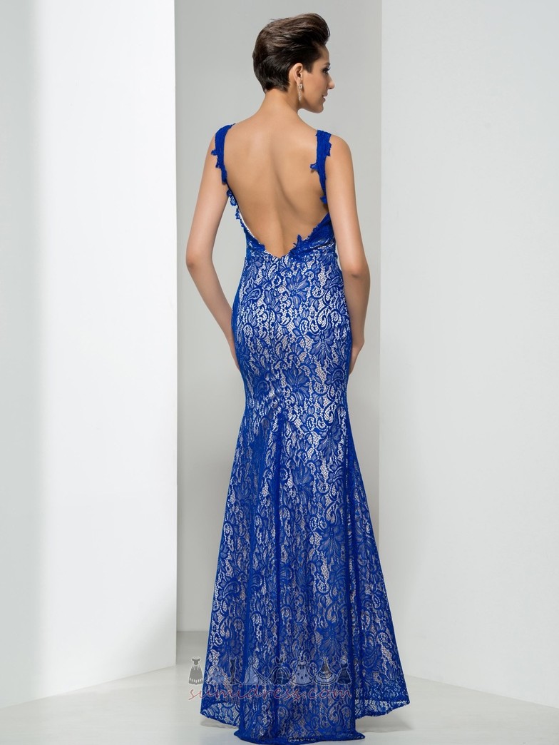 Lace Elegant Natural Waist Sleeveless Backless Sweep Train Prom Dress