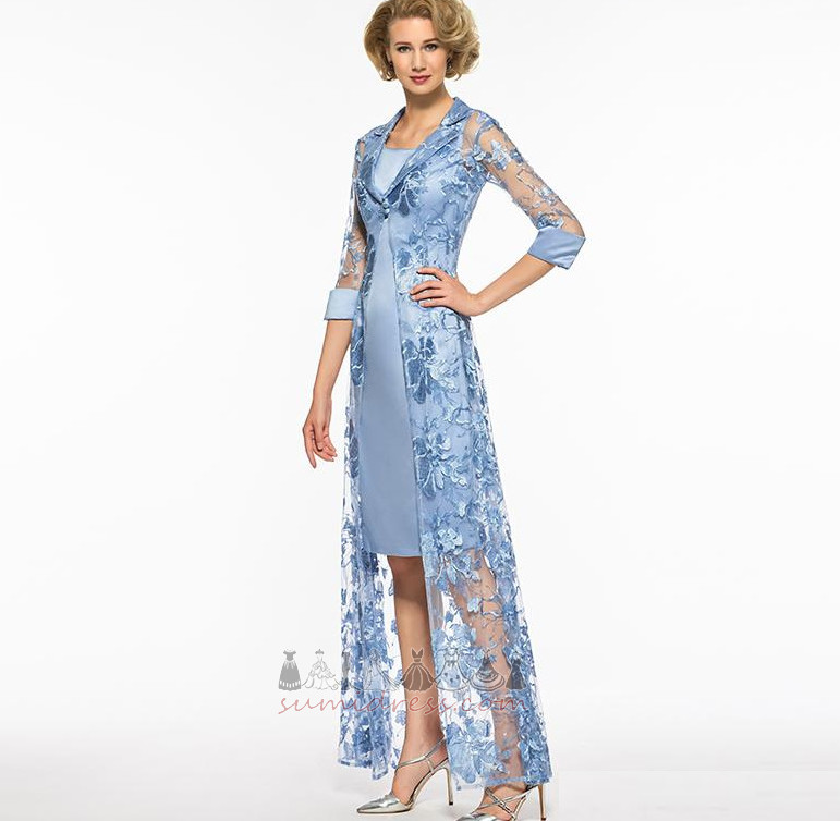 Lace Elegant Suit Natural Waist Zipper Up Illusion Sleeves The mother of the bride Dress