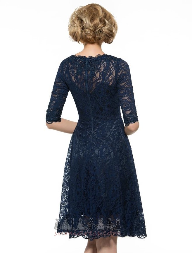 Lace Elegante A-formet Kne-lengde Båthals Lace Mor kjole