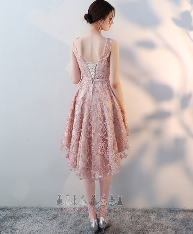 Lace Hemline Asymmetrical Elegant Bow Off Shoulder Wedding Bridesmaid Dress