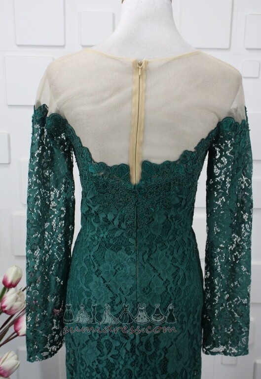 Lace Jewel Long Sleeves Elegant Zipper Up A-Line Evening Dress