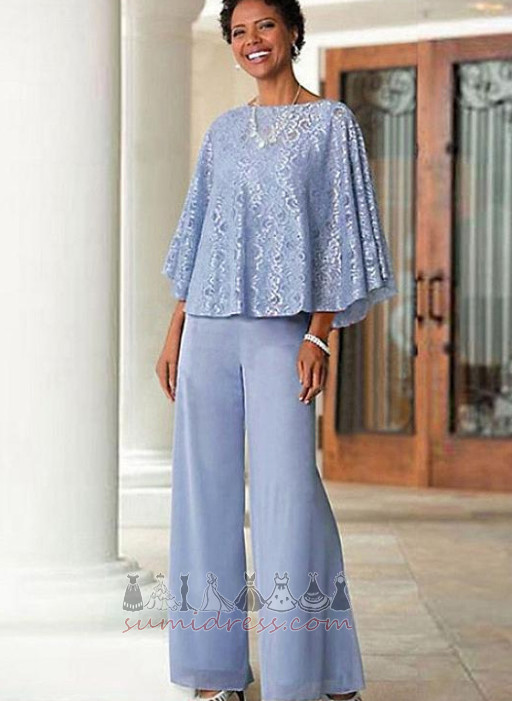 Lace Lace Overlay Bateau High Covered Ankle Length Half Sleeves Pants Suit Mother Dresses