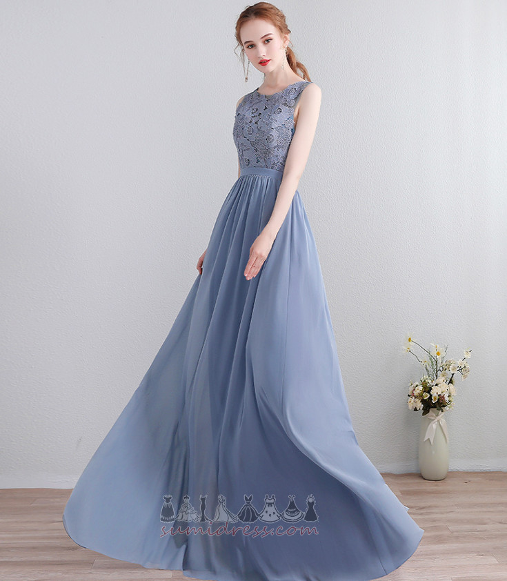 Lace Natural Waist Jewel Spring Chiffon Floor Length Bridesmaid Dress