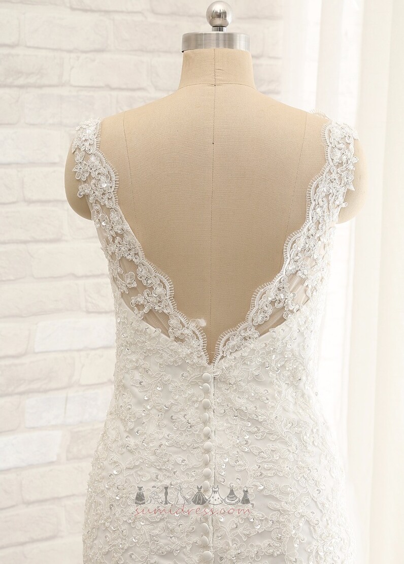 Lace Natural Waist Lace Zipper Up Lace Overlay Bateau Wedding Dress