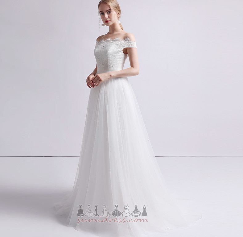 Lace Outdoor Sweep Train Natural Waist Short Sleeves Elegant Wedding Dress