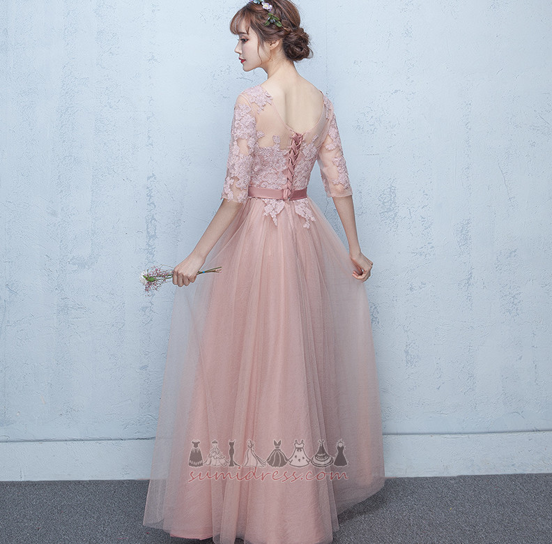Lace Overlay Elegant Jewel Floor Length Lace-up Summer Bridesmaid Dress
