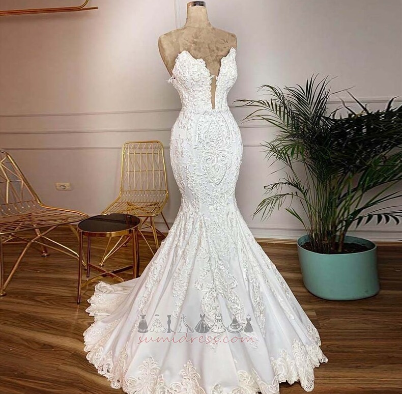 Lace Overlay Elegant Natural Waist Sleeveless Draped Mermaid Wedding Dress