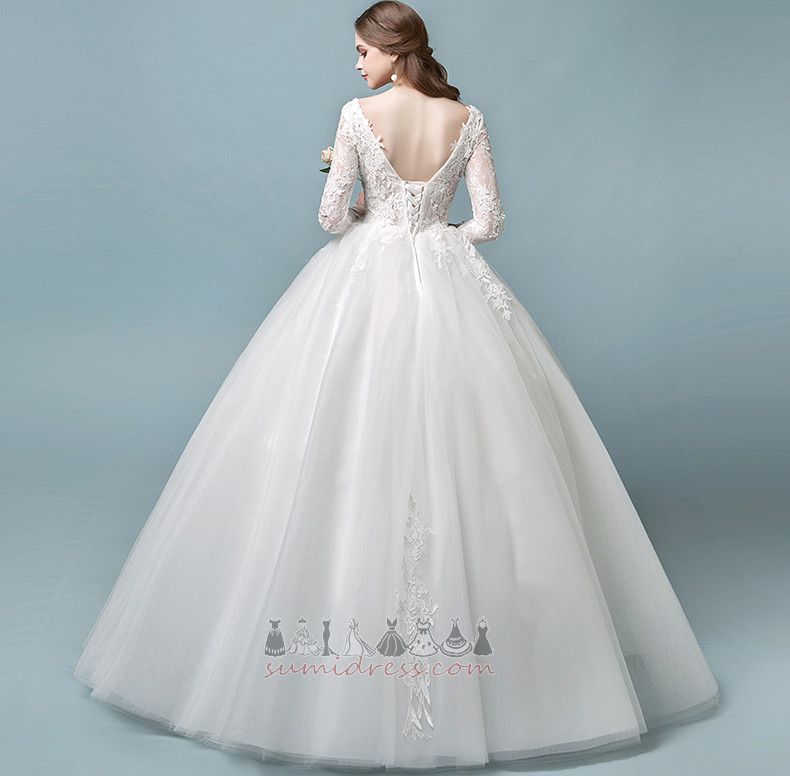 Lace Overlay Lace-up Lace Floor Length 3/4 Length Sleeves A-Line Wedding Dress