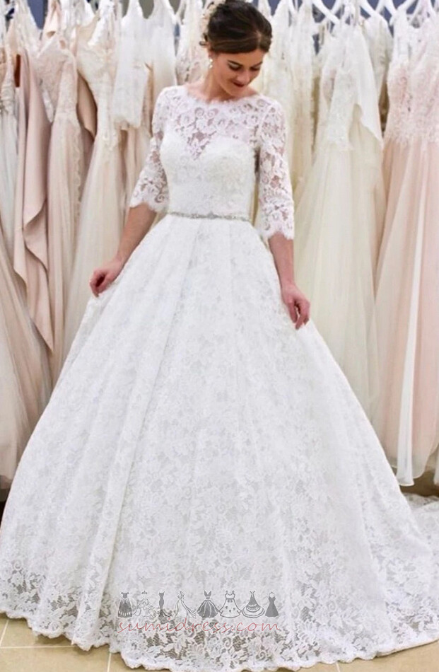 Lace Overlay Long Beaded Belt Vintage Hall Backless Wedding skirt