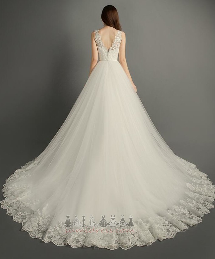 Lace Overlay Medium Sleeveless Elegant Applique Spring Wedding Dress