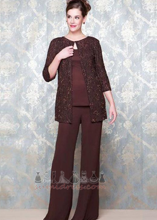 Lace Overlay Winter Ankle Length Party High Covered Lace Pants Suit Mother Dresses