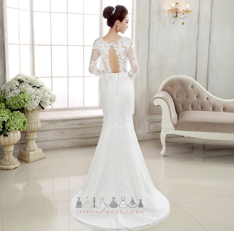Lace See Through Long Sleeves Long Beach Lace-up Wedding Dress