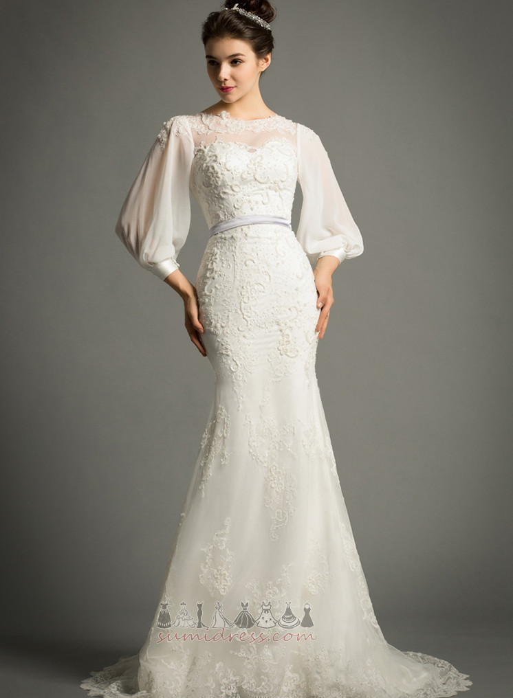 Lace Sweep Train Loose Sleeves Lace Floor Length 3/4 Length Sleeves Wedding Dress