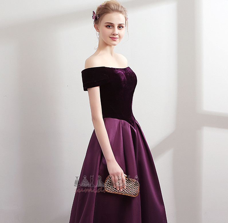 Lace-up A-Line Basque Waist Satin Demure Elegant Prom Dress