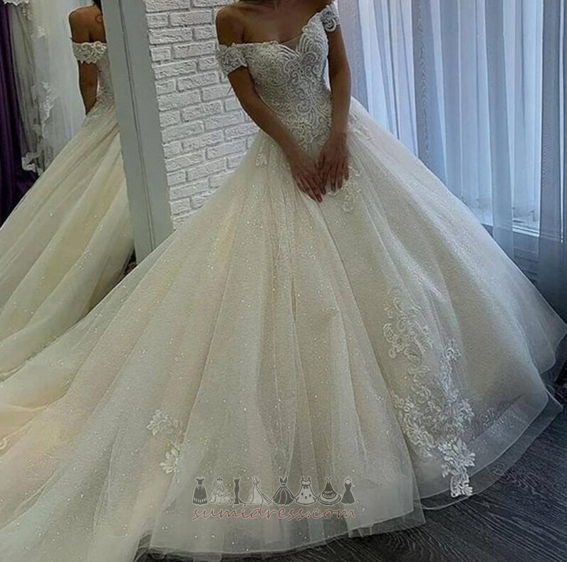 Lace-up A-Line Pear Winter Natural Waist Applique Wedding gown