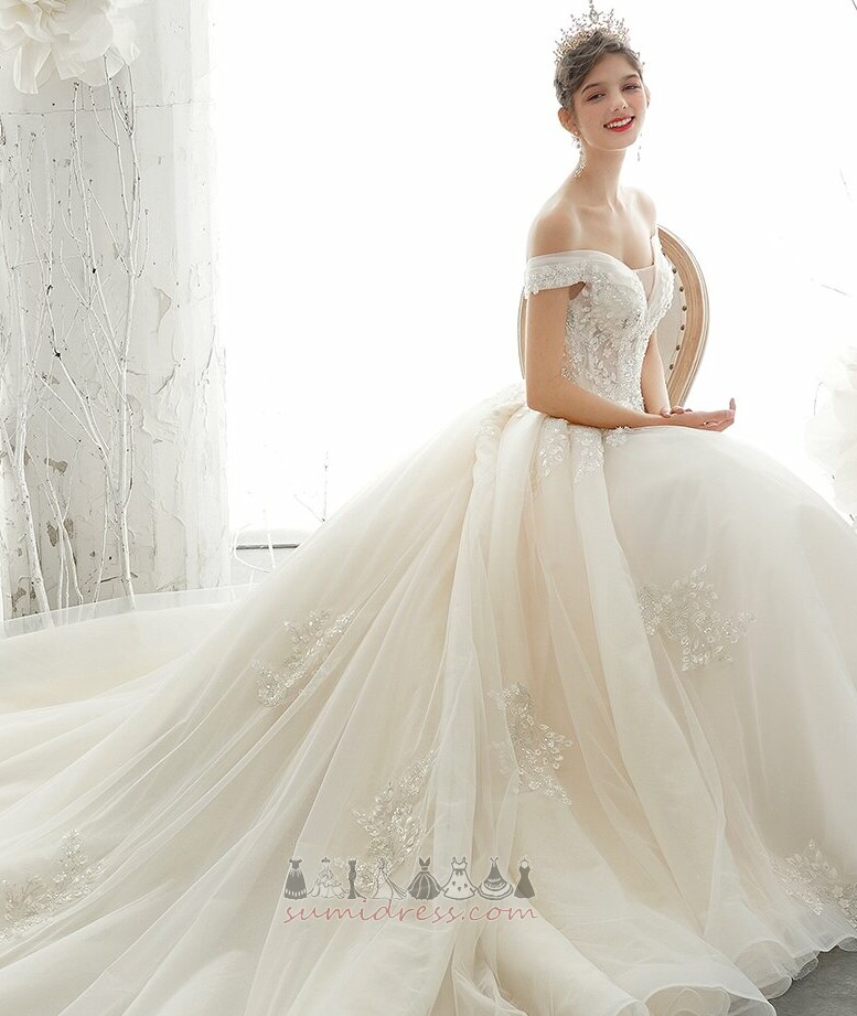 Lace-up Cathedral Train Sleeveless Beading V-Neck Natural Waist Wedding Dress