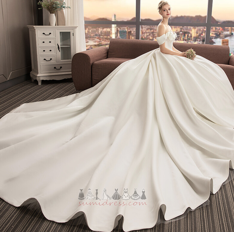 Lace-up Monarch Train Natural Waist Spring Long A-Line Wedding Dress