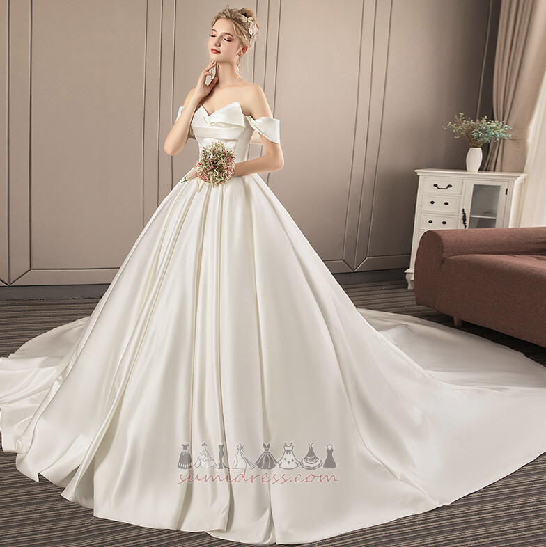 Lace-up Monarch Train Natural Waist Spring Long A-Line Wedding Dress