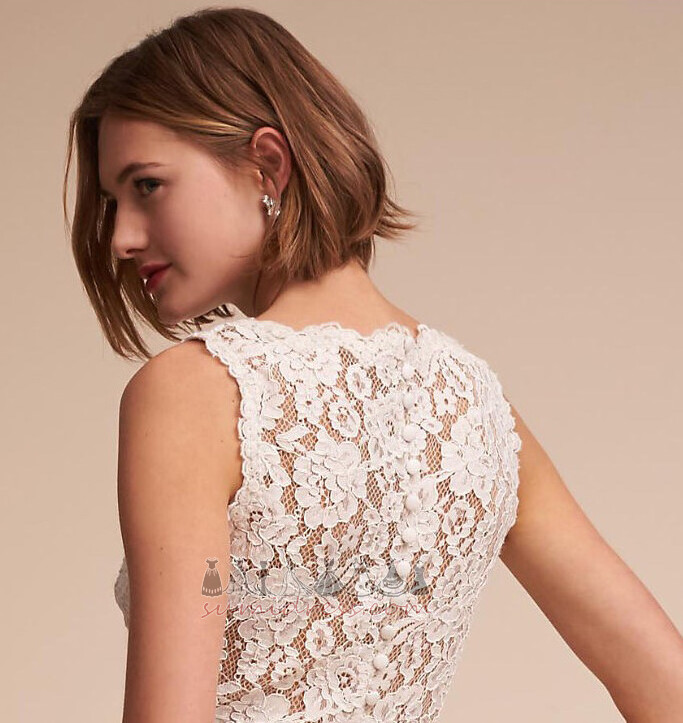 Lace Zipper Up Sleeveless V-Neck Natural Waist Sweep Train Wedding Dress