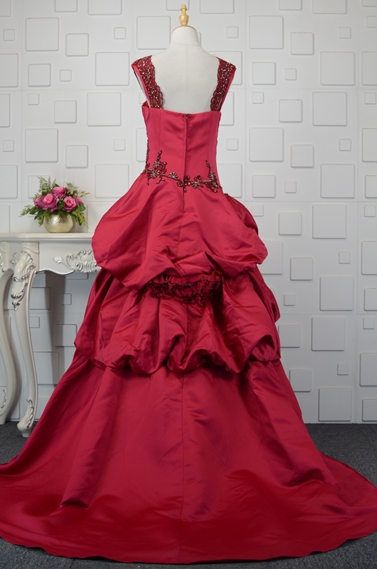Lang A-formet Brede stropper Middels Formelle Natural Midje Quinceanera kjole