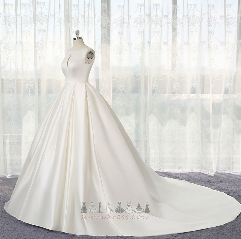 лінія без спинки безрукавний на відкритому повітрі атлас скромний Весільна сукня