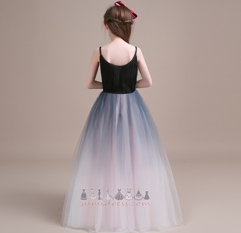Линия Тюл Церемония Без ръкави Елегантен V-образно деколте рокля цвете момиче