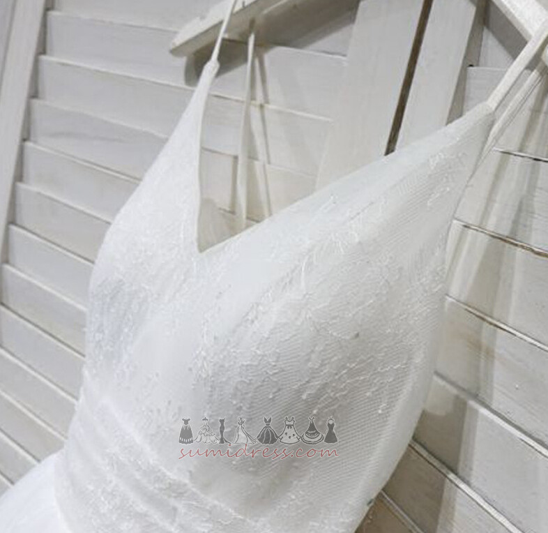 Лято Чай дължина Тюл V-образно деколте Елегантен Суинг сватбена рокля
