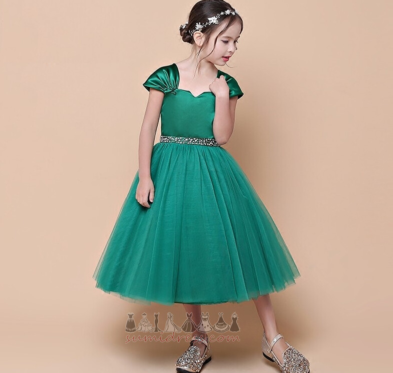 Лято Покажи / Изпълнение Линия Таван ръкави Формован колан Кантоване рокля цвете момиче
