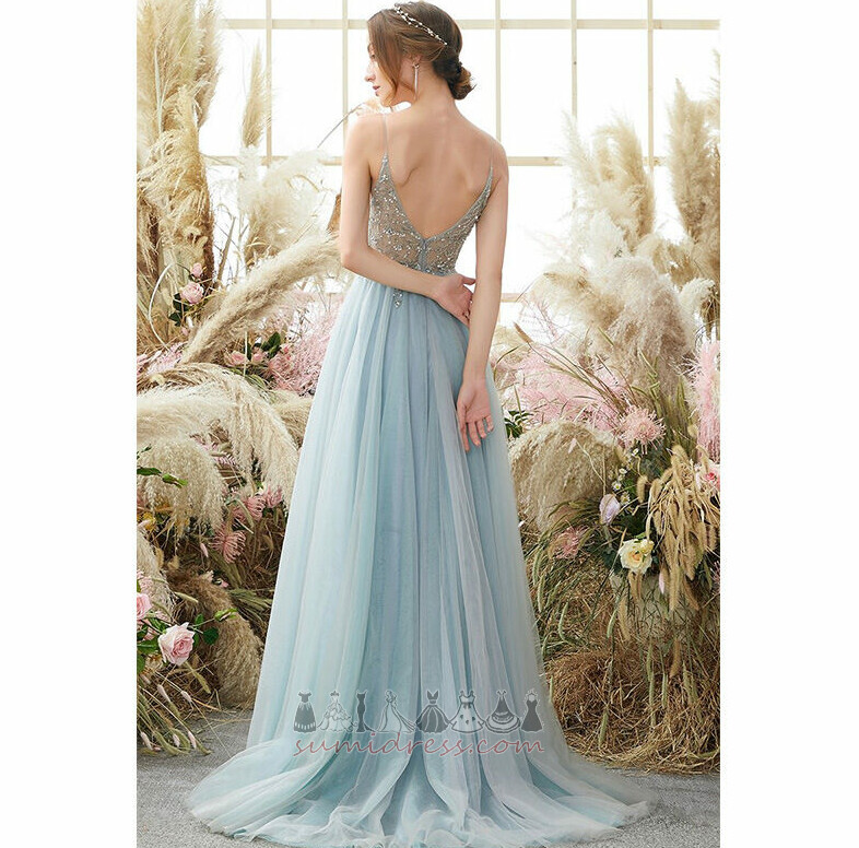 Long banquet Thin straps Backless Sexy Split Front Prom Dress