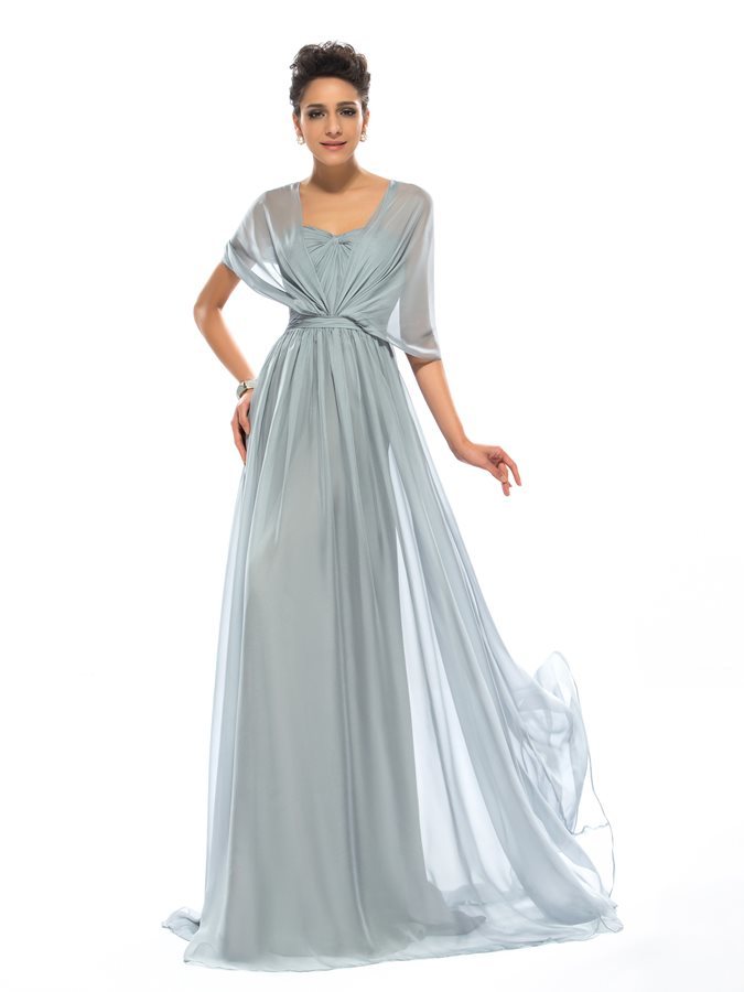 Long Dolman Sleeves Sleeveless Party Elegant A-Line Evening Dress -  sumidress.com