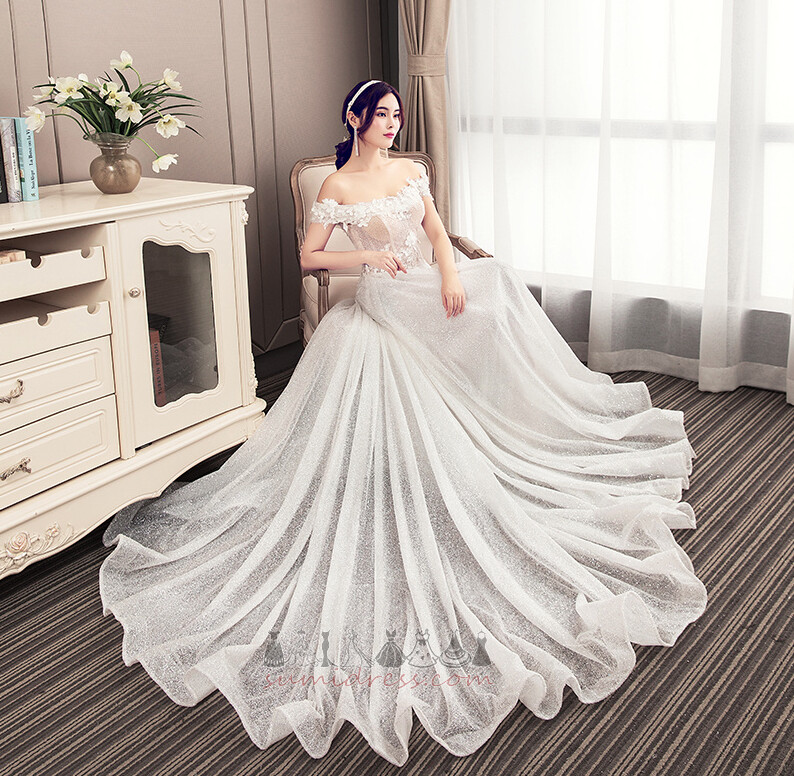 Long Elegant Medium Capped Sleeves Voile Short Sleeves Wedding skirt