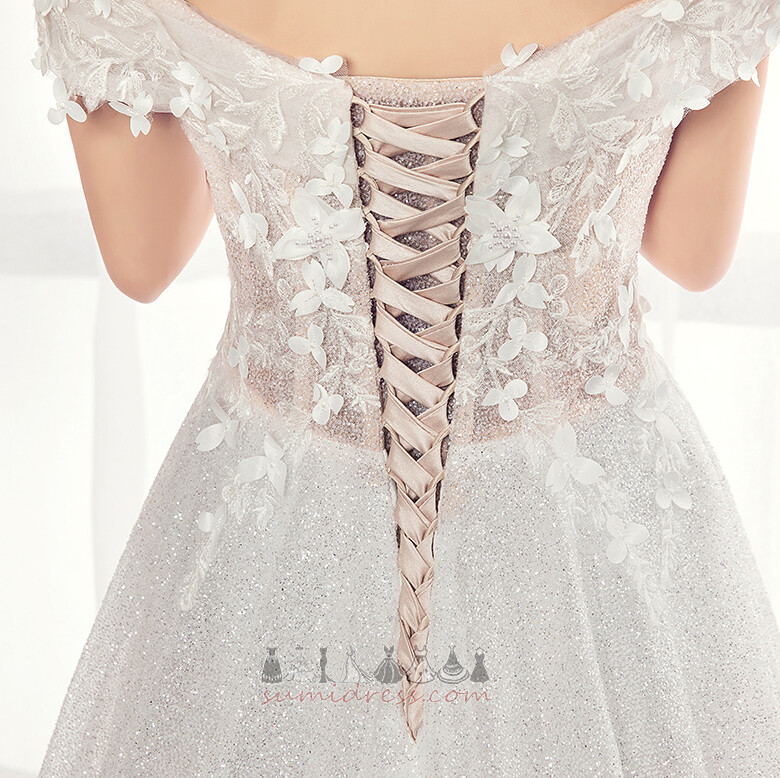 Long Elegant Medium Capped Sleeves Voile Short Sleeves Wedding skirt