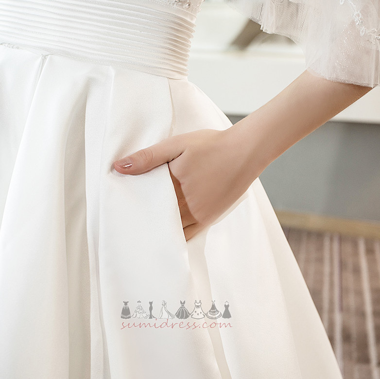 Long Elegant Royal Train Binding Hall Pockets Wedding Dress