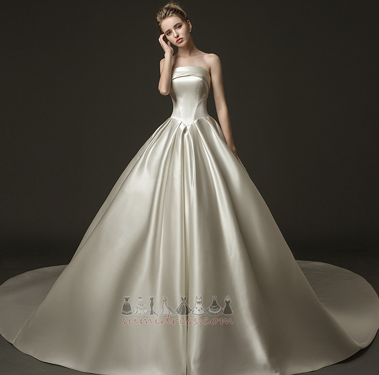 Long Hall Backless Draped Strapless A-Line Wedding Dress