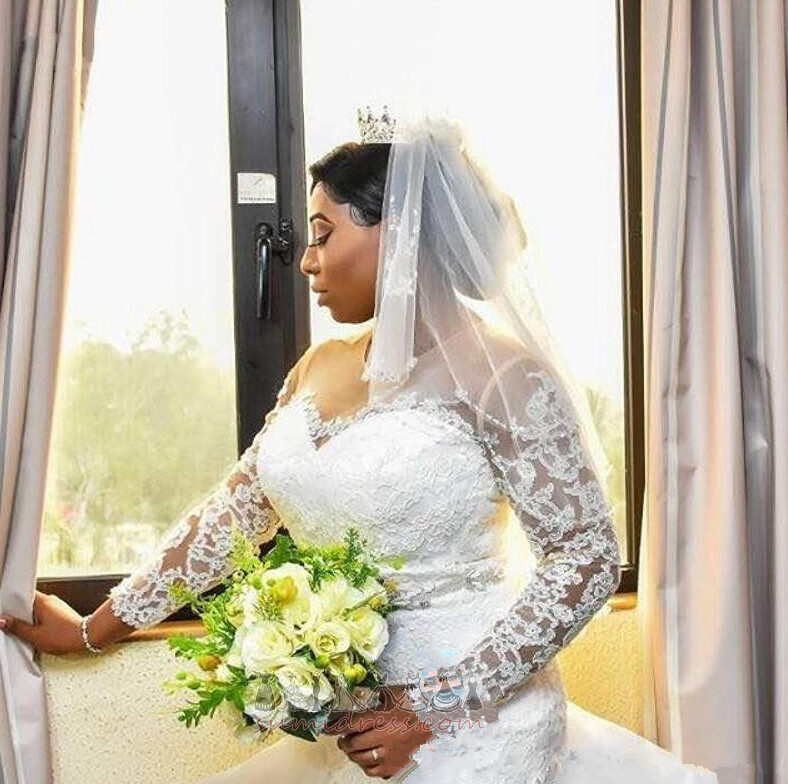 Long Hourglass Long Sleeves Illusion Sleeves Natural Waist Vintage Wedding Dress