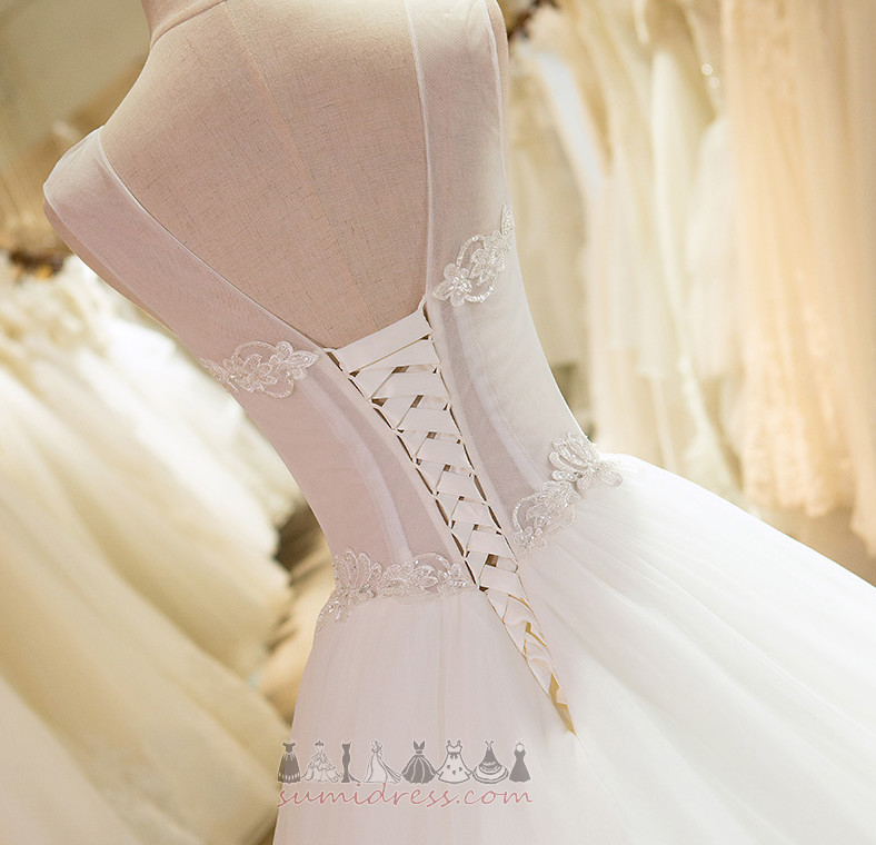 Long Lace Cathedral Train Lace Summer Lace-up Wedding Dress