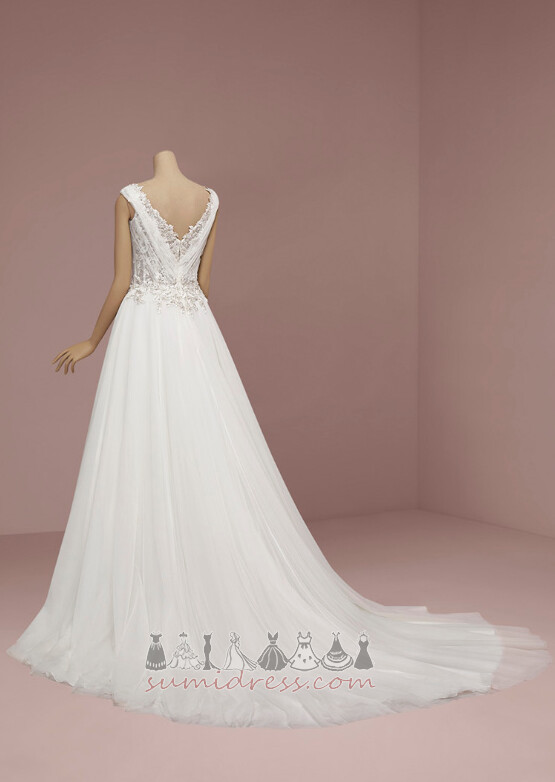 Long Lace Overlay Church Sleeveless Spring A-Line Wedding Dress