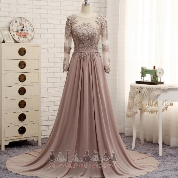 Long Long Sleeves Show/Performance Lace Elegant A-Line Evening Dress