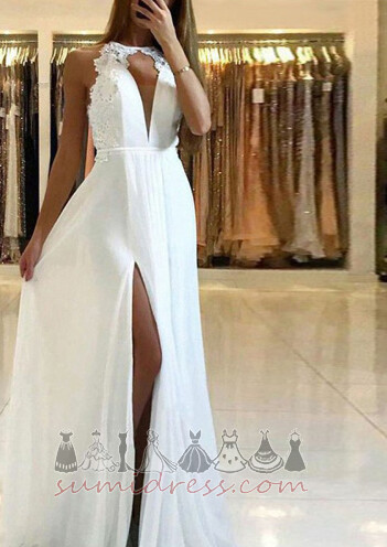 Long Moderne Party Sleeveless Jewel Split Front Prom Dress