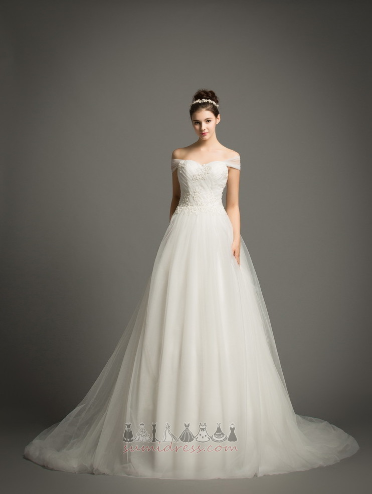 Long Outdoor Court Train A Line Lace-up Simple Wedding Dress