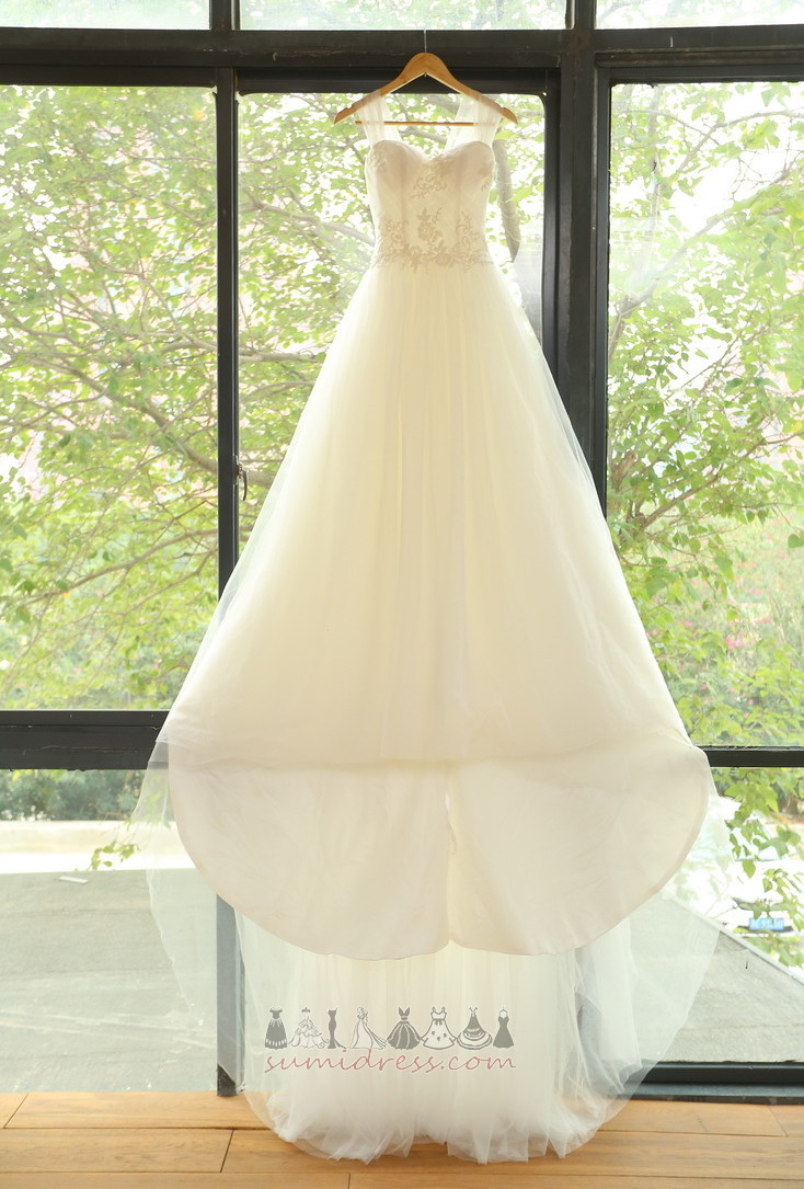 Long Outdoor Court Train A Line Lace-up Simple Wedding Dress