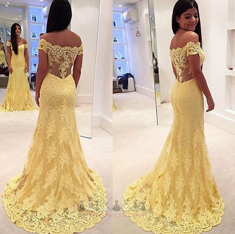Long Short Sleeves Party Formal Lace Backless Evening Dress