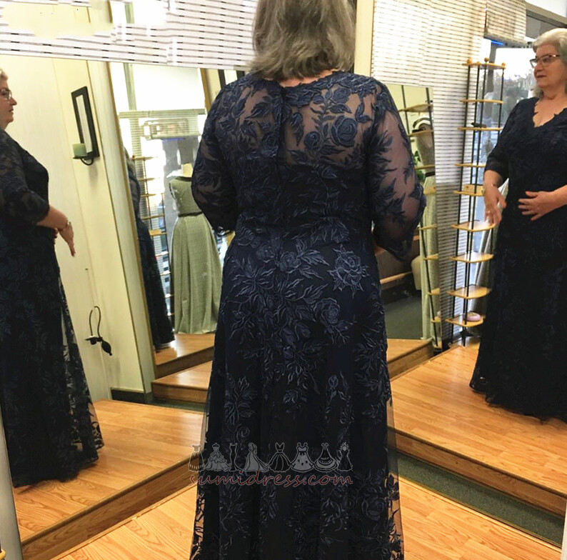 Long Sleeves Fall Formal Deep v-Neck Floor Length Lace Mother Dress